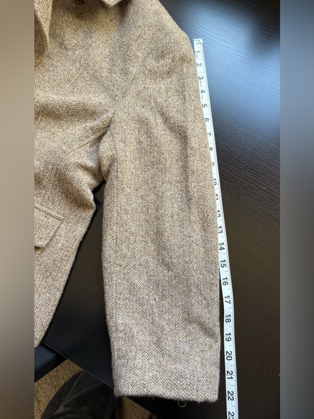L.L. Bean Herringbone Tweed Blazer Gray Tan Wool Petite Medium Classic - Picture 9 of 14